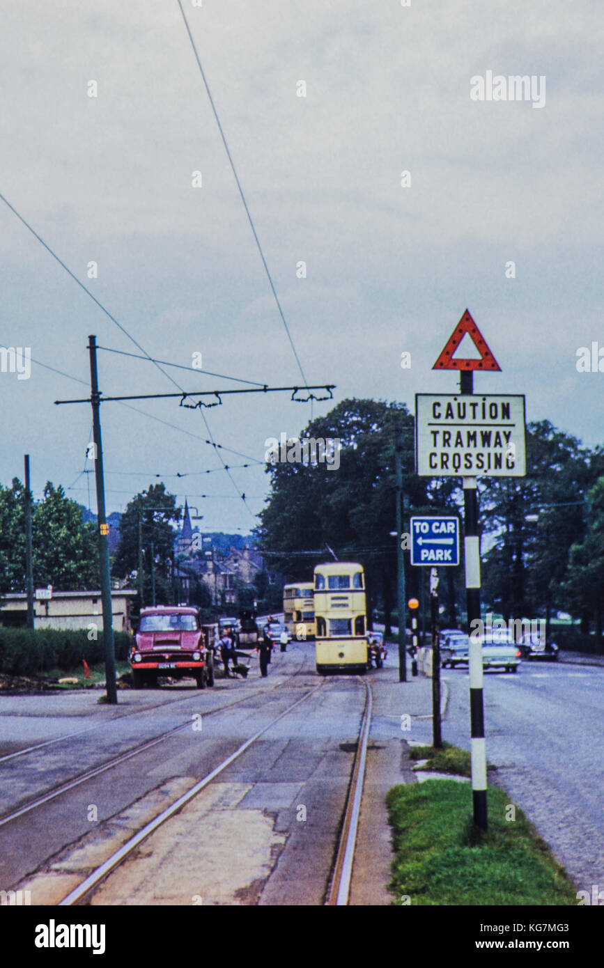 Last day of trams running in Sheffield. No's 634 and 635. Image taken at Millhouses on 03/09/1960 Stock Photo