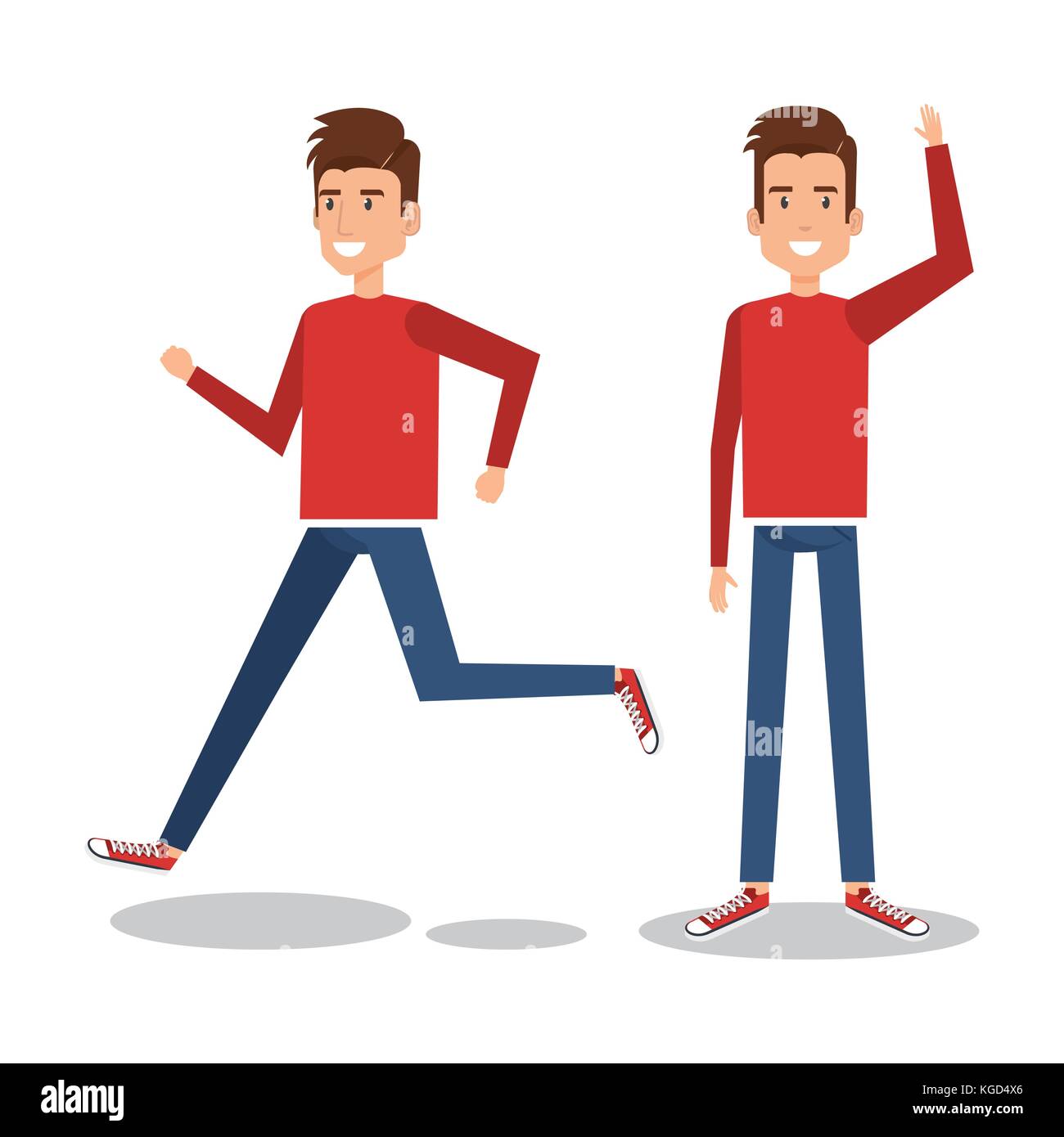 young man doing different poses Stock Vector