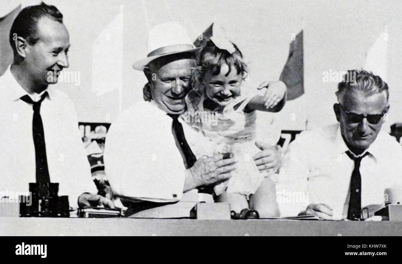 Photograph of Alexander Dubcek with Leonid Brezhnev. Alexander Dubcek (1921-1992) a Slovak politician and, briefly, leader of Czechoslovakia. Leonid Brezhnev (1906-1982) the General Secretary of the Central Committee of the Communist Party of the Soviet Union. Dated 20th Century Stock Photo