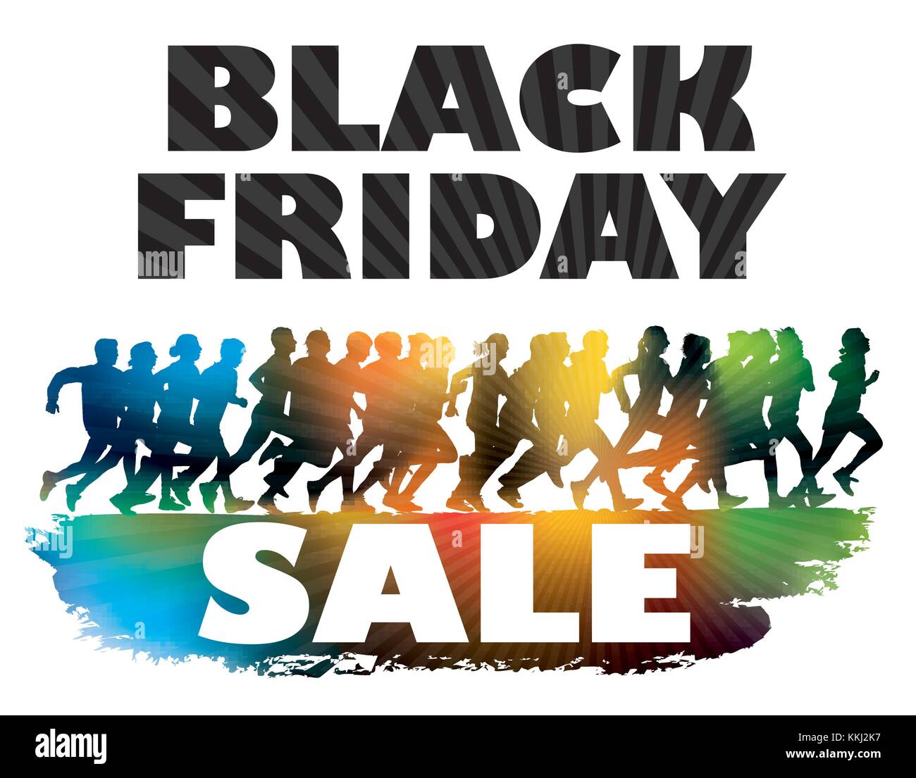 Black Friday. Crowd of running customers. People are running for Black Friday's sale. Stock Vector