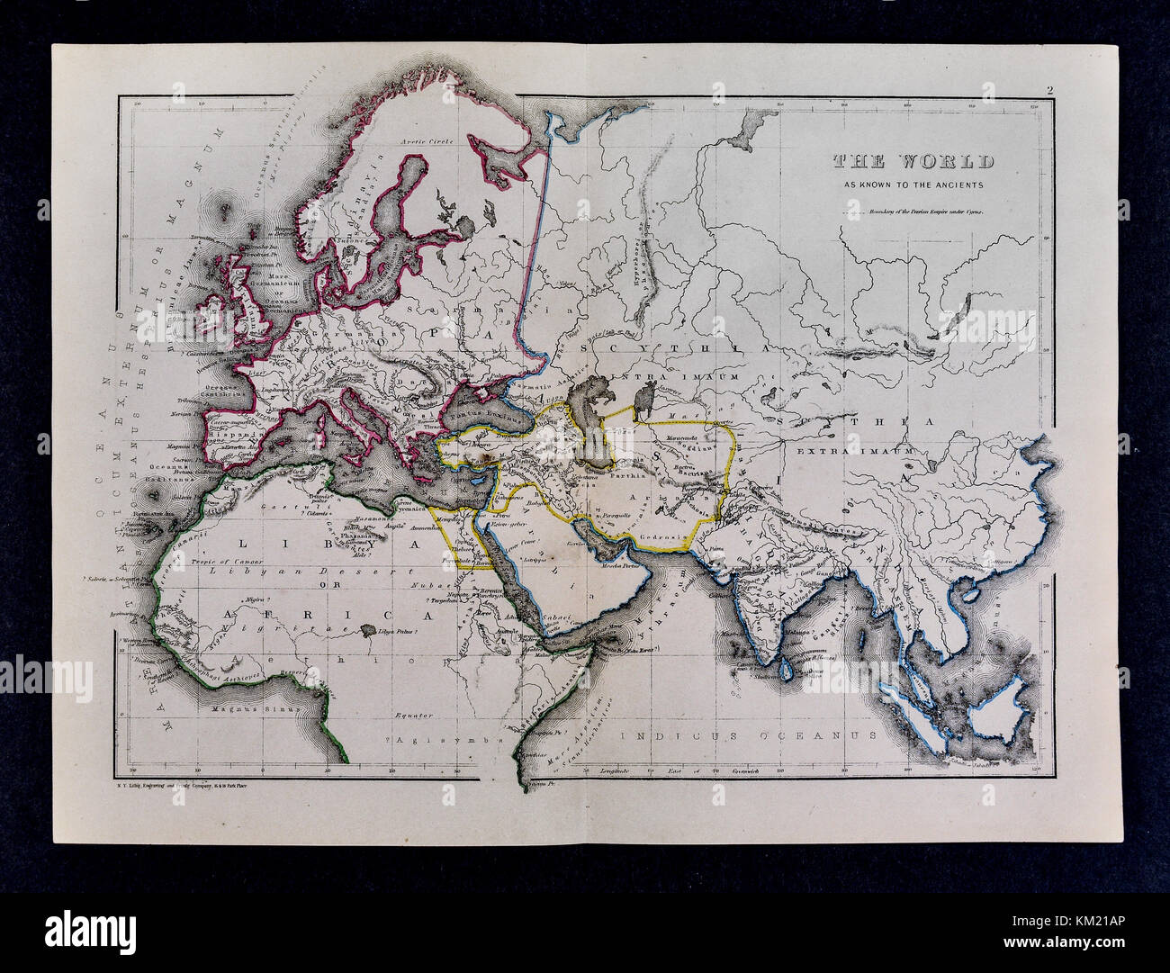 Classical Map of the Ancient World as Known to the Ancients Stock Photo