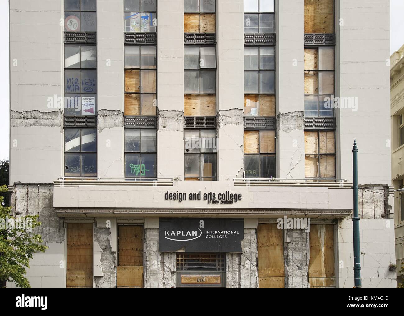 This building of the Design and Arts College of New Zealand in Christchurch (D & A) was heavily damaged during the earthquake of 2011. (19 January 2016) | usage worldwide Stock Photo