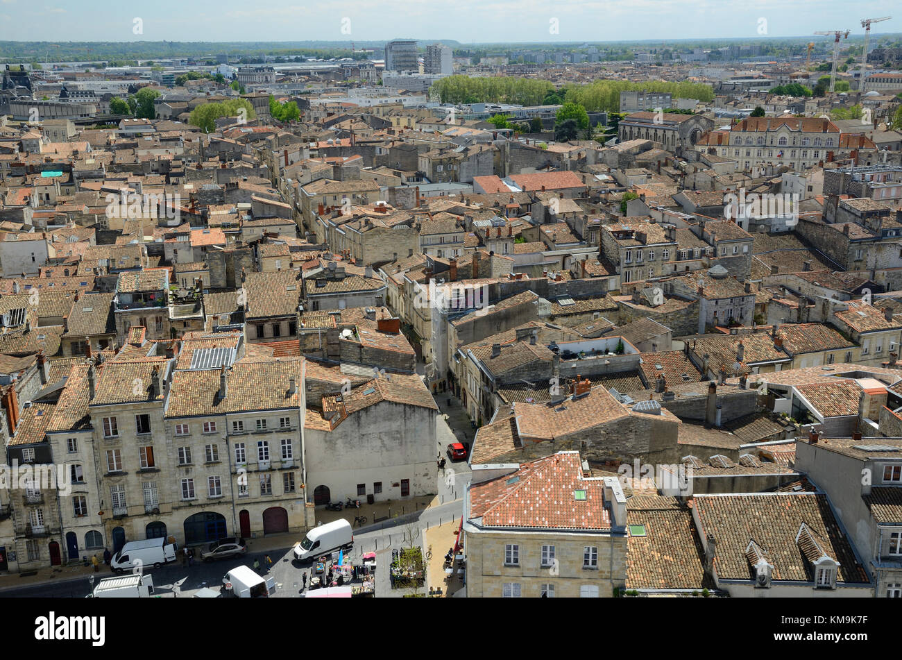 Bird's eyes view of the French city Bordeaux Stock Photo