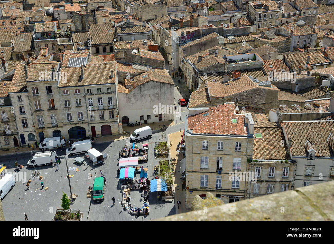 Bird's eyes view of the French city Bordeaux Stock Photo