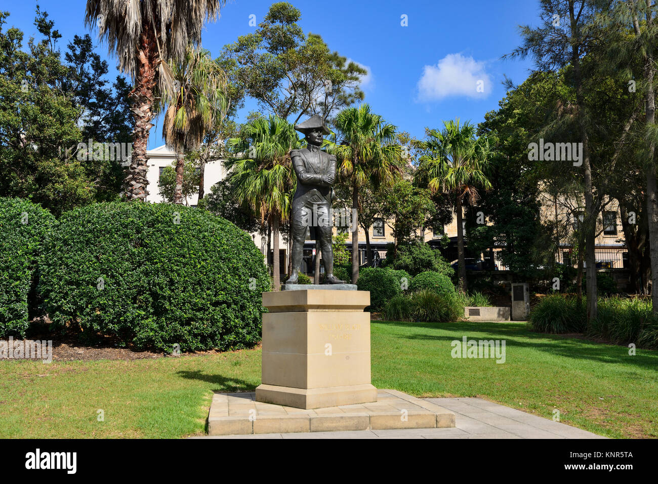 Statue of Captain William Bligh, Governor of New South Wales 1806 - 1809, in The Rocks, Sydney, New South Wales, Australia Stock Photo