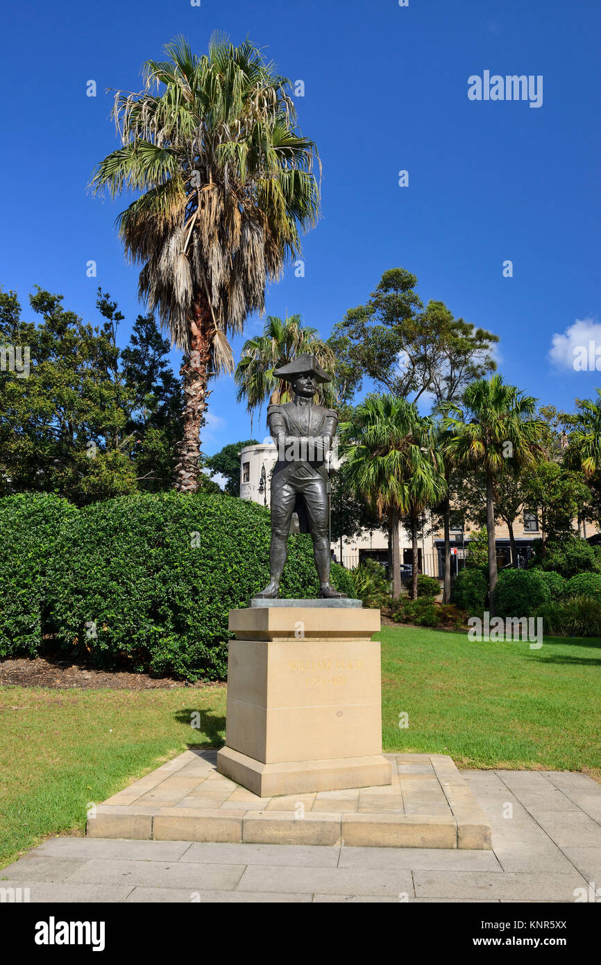 Statue of Captain William Bligh, Governor of New South Wales 1806 - 1809, in The Rocks, Sydney, New South Wales, Australia Stock Photo