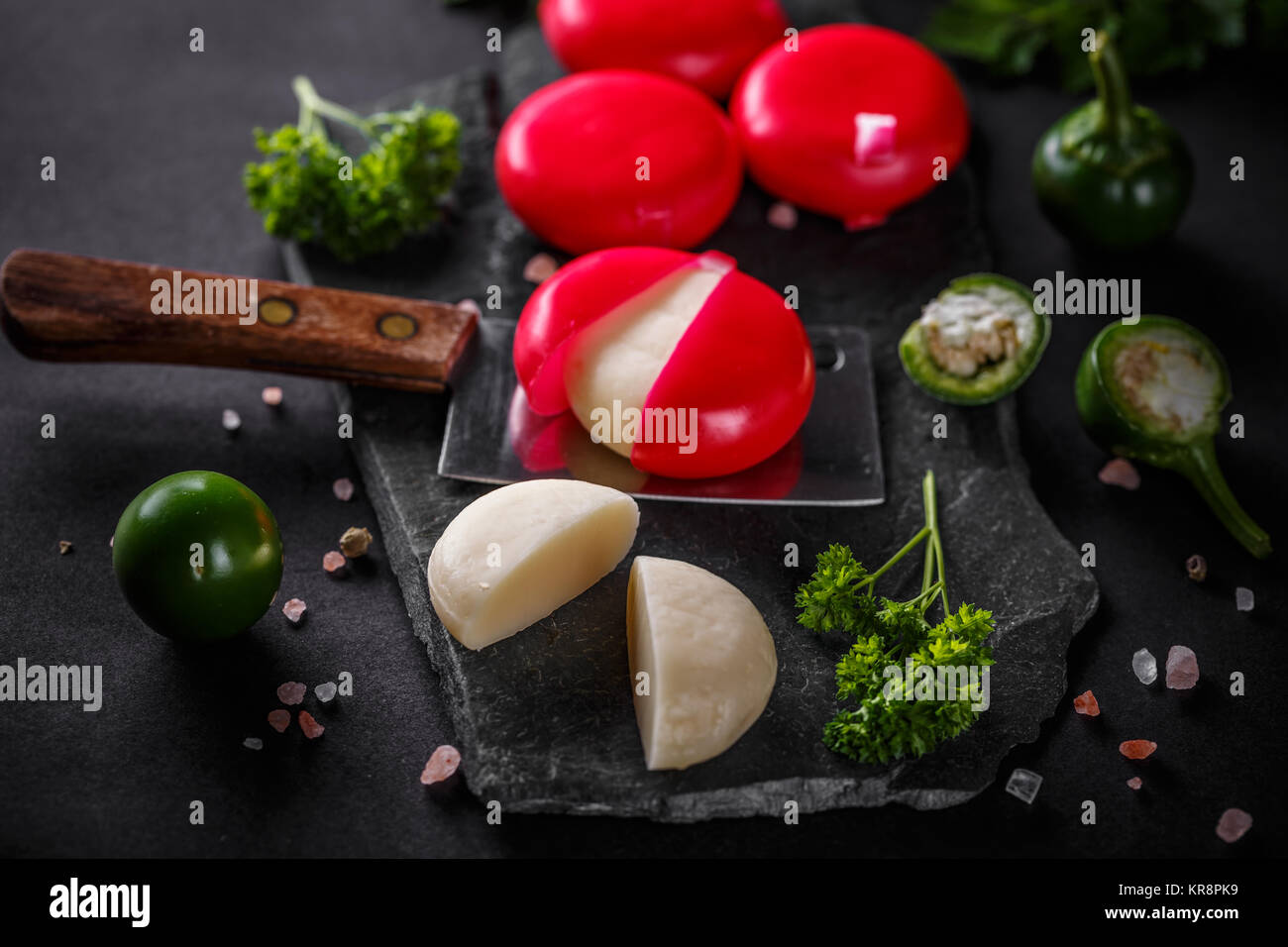 Babybel cheese in red wax Stock Photo