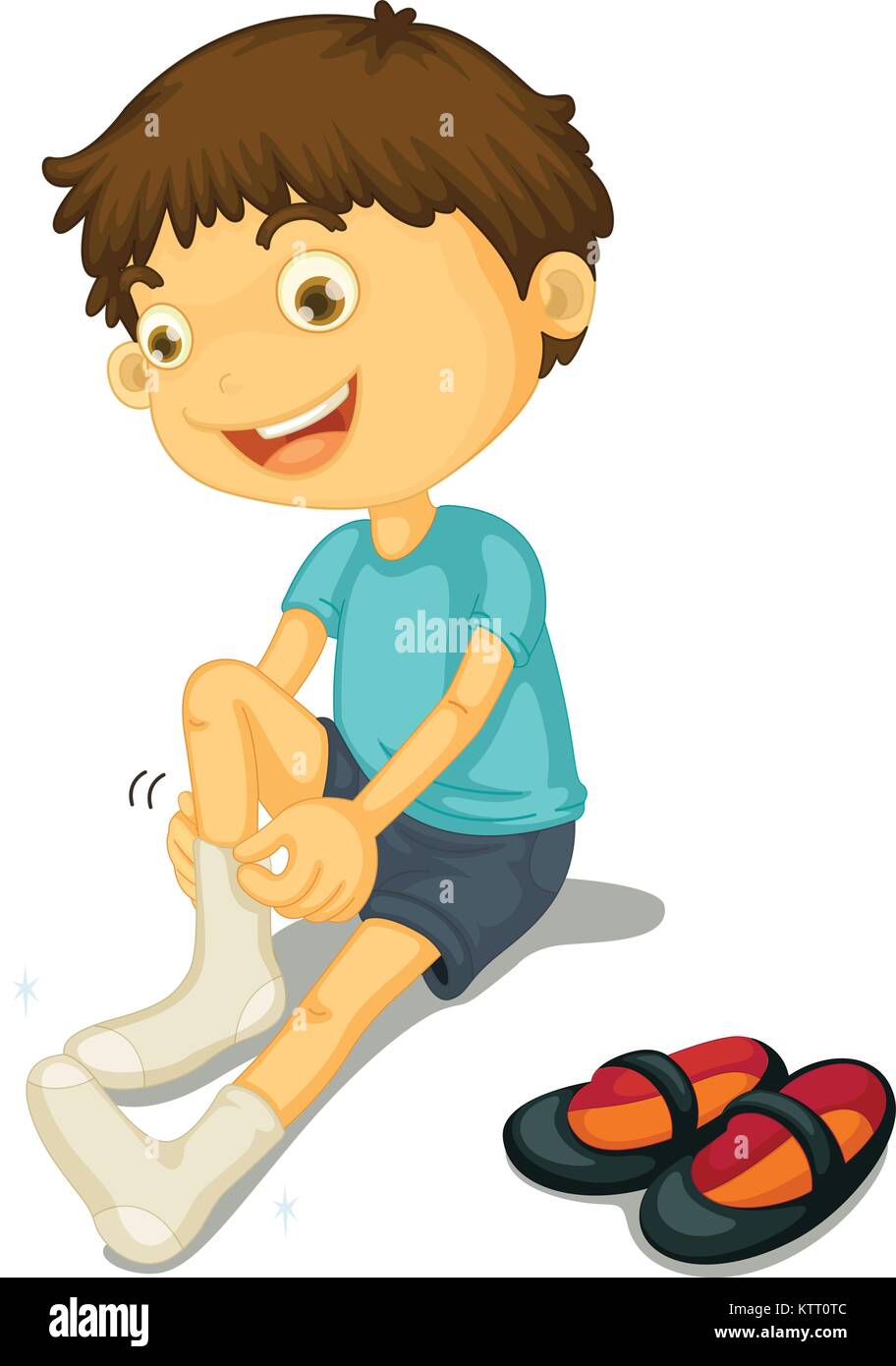 Boy Putting On Clothes Clipart