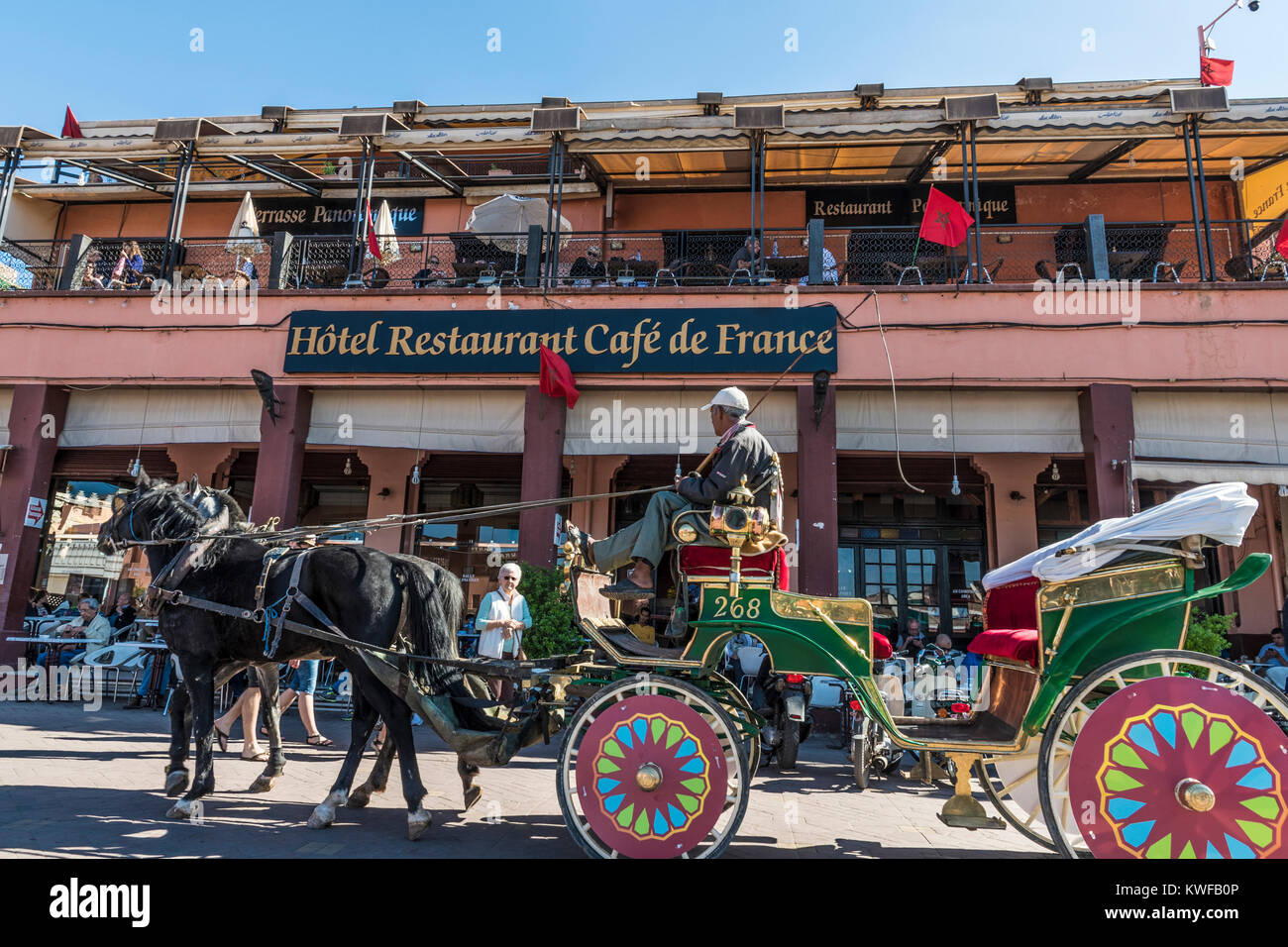 Caleche at Cafe de France. Stock Photo