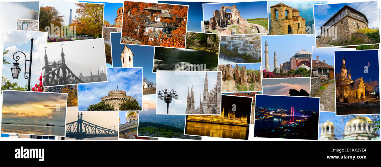 Collage of international landmarks, iconic places and popular travel destinations Stock Photo