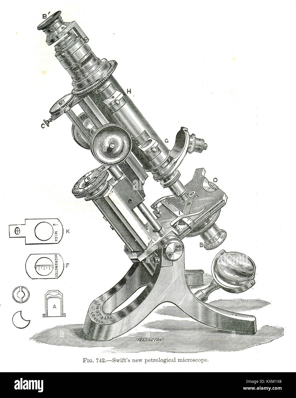 Swift's petrological microscope, circa 1891 Stock Photo