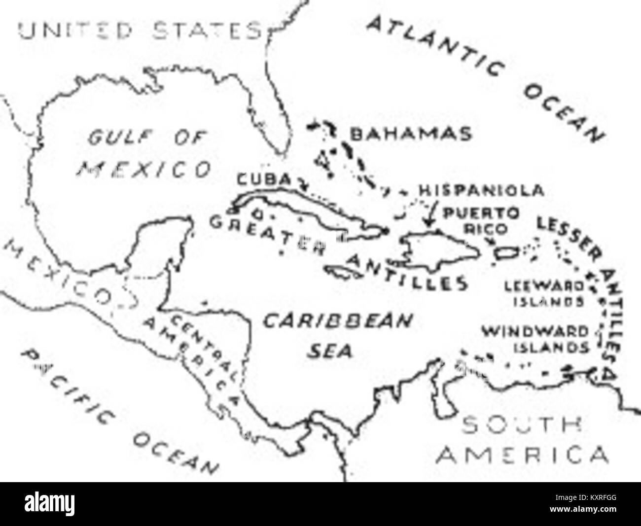 Caribbean Map File (PSF) Stock Photo