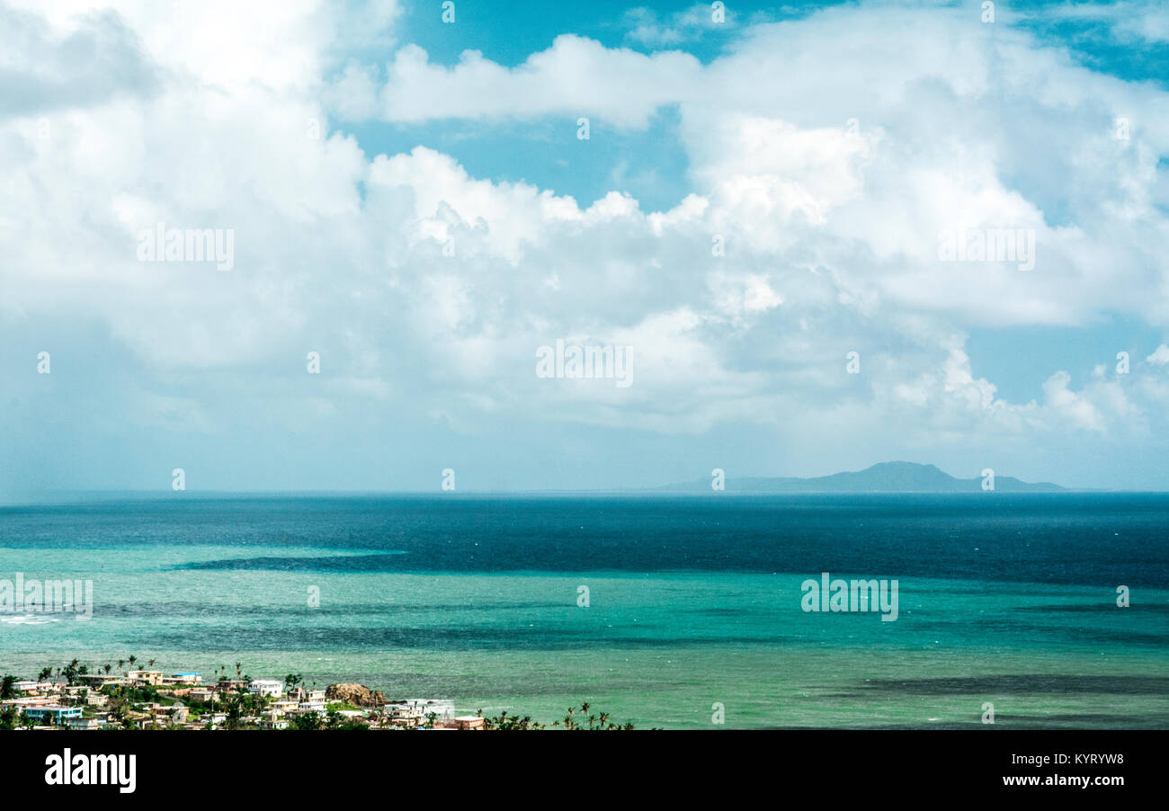 A view of Vieques island from Yabucoa's hills. Stock Photo