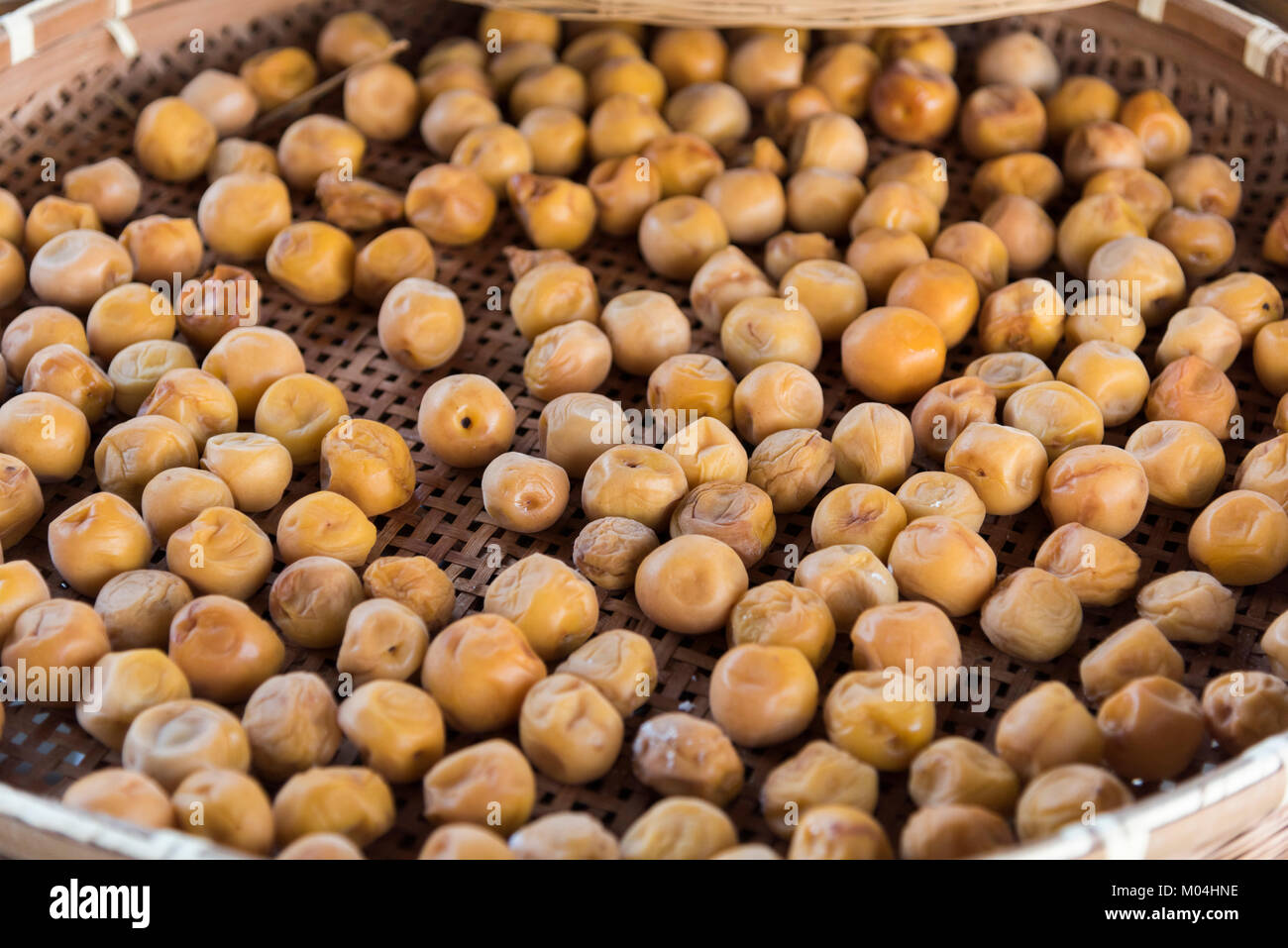 Umeboshi drying, Tsuruoka City, Yamagata Prefecture, Japan Stock Photo