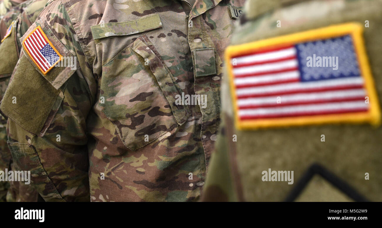 USA patch flag on soldiers arm Stock Photo - Alamy