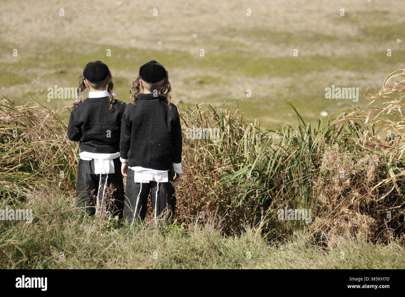 jews, jewish, judaism, hasidim, back, behind Stock Photo