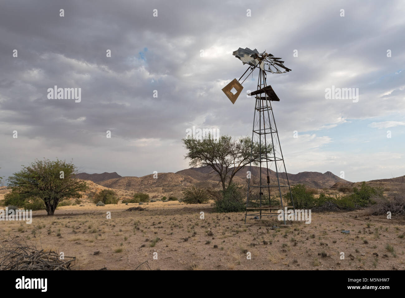 Broken windmill in Tsaobis Nature Park, Namibia Stock Photo