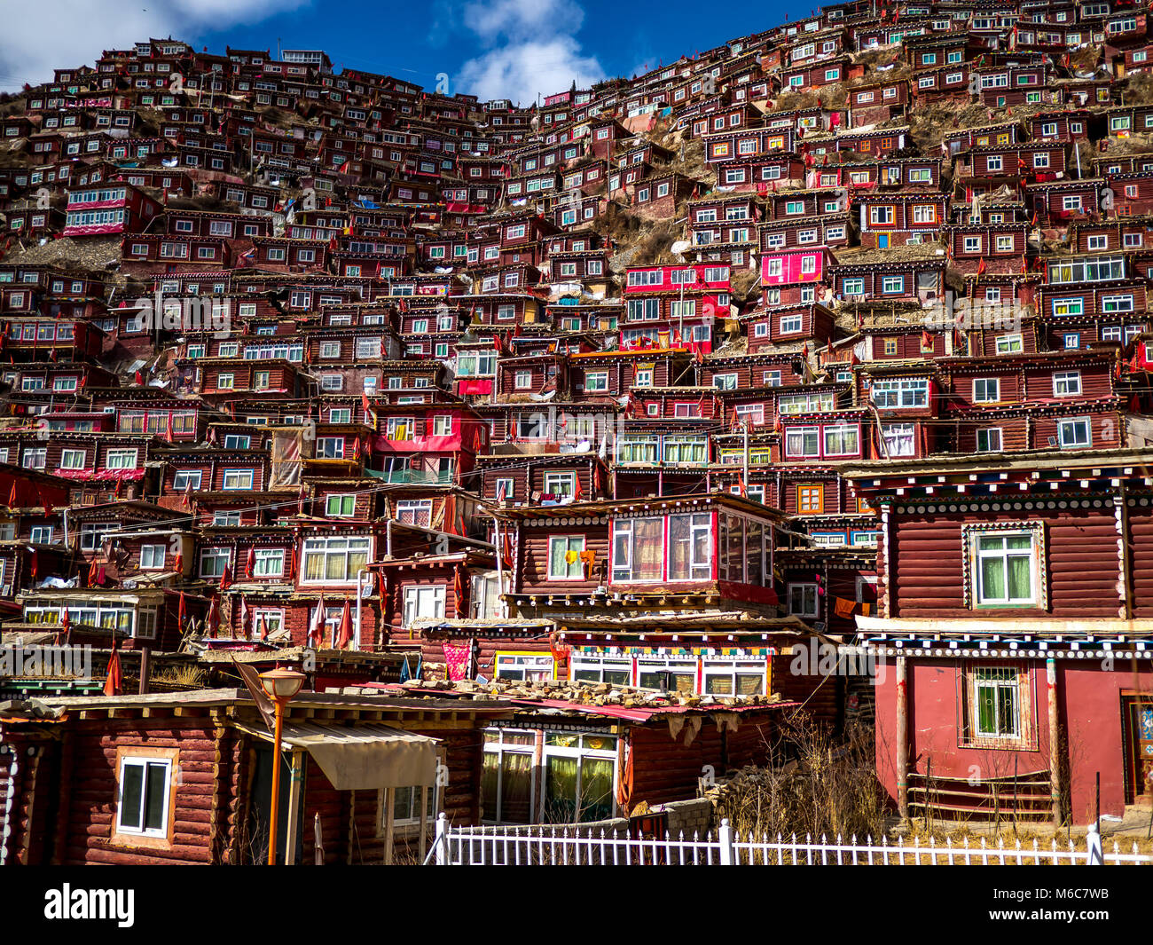 Buddhist housing, NW China Stock Photo