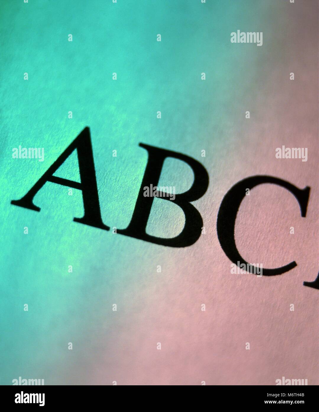 A close up view of letters ABC. Stock Photo