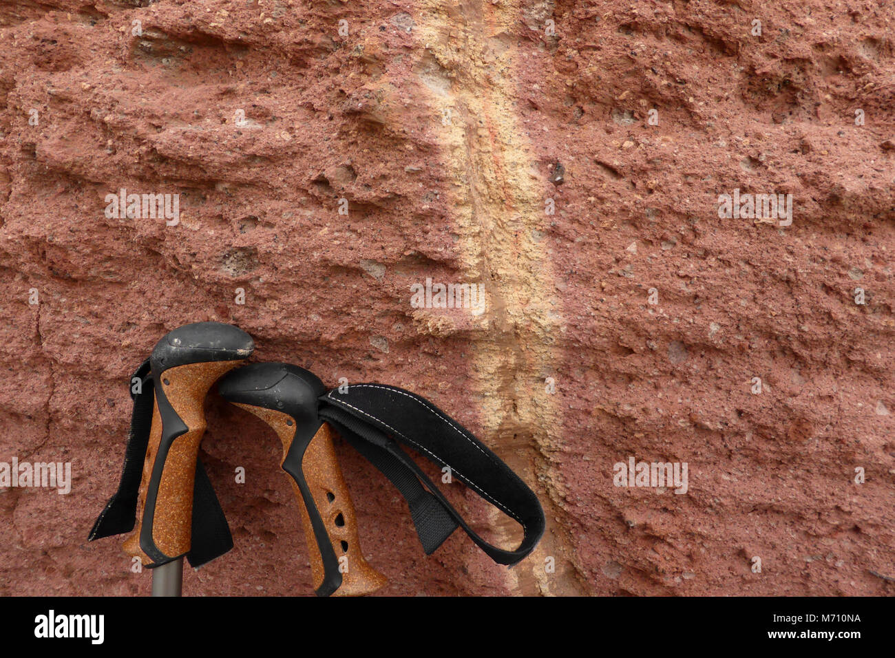 Close up of exposed fumarole pipes on the hingeline northwest . Most fumaroles are complexly zoned in mineralogy and color. The throat of the fumaroles (seen as the vertical whitish lines in the Stock Photo