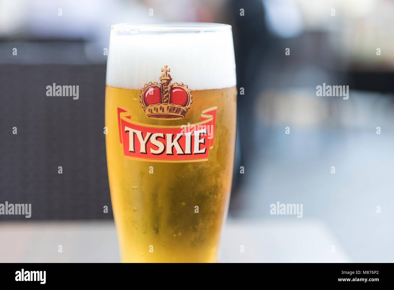 Gdansk, Poland, Polish local beer - Tyskie. Stock Photo