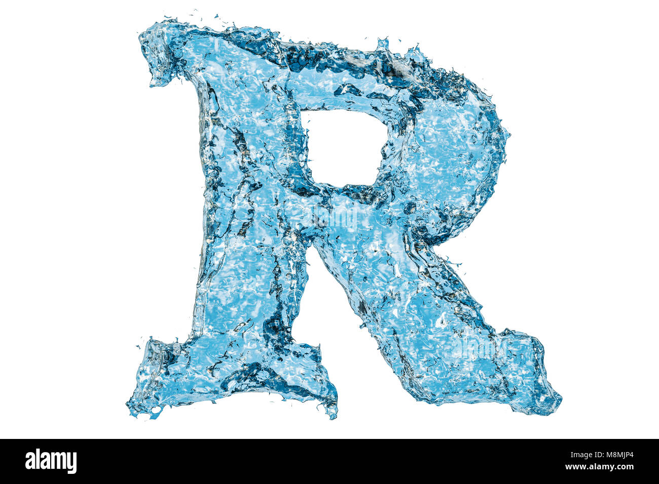 Water letter R, 3D rendering isolated on white background Stock Photo