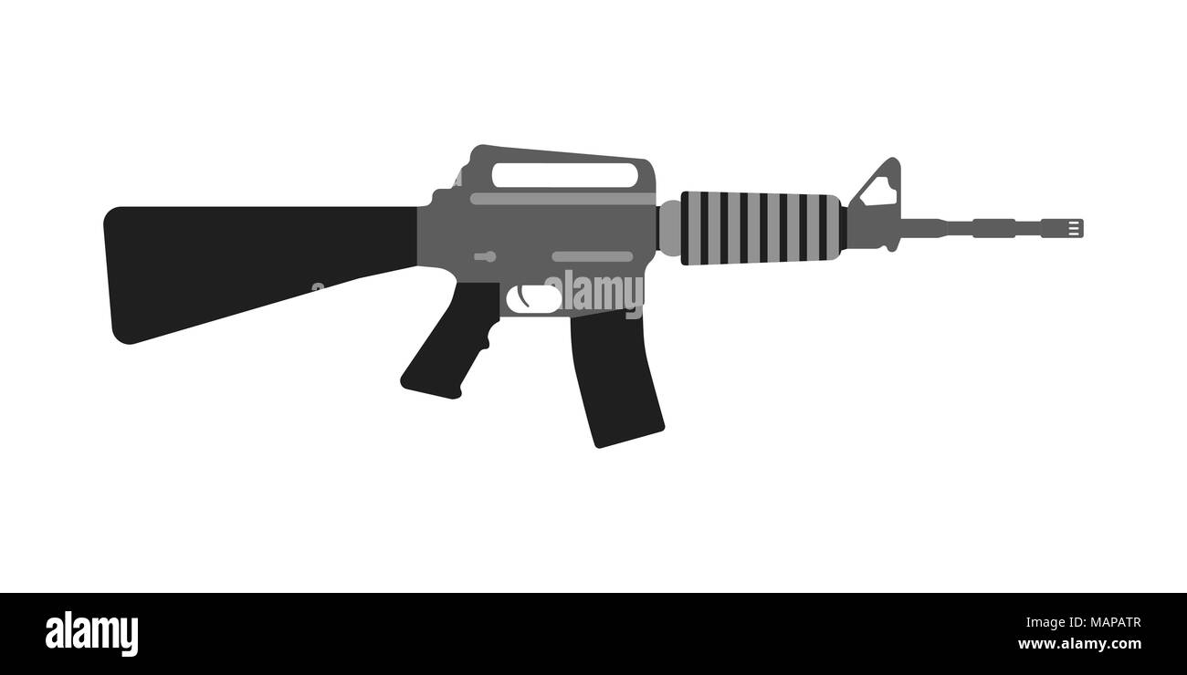 Modern Weapons Rifle. Flat style equipment. Isolated weapons and tools. Vector illustration Stock Vector