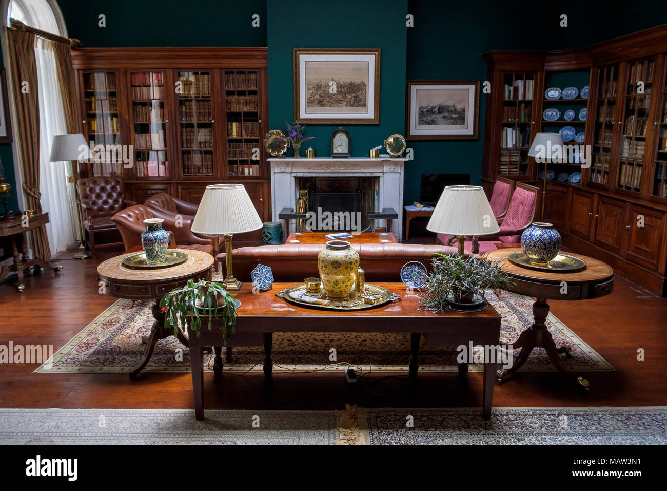 Interior of Plantation House, the official residence of the Governor of Saint Helena. Stock Photo