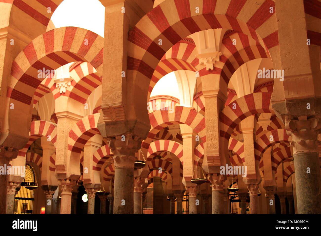 Hypostyle Hall with Red and White Arches, Mosque-Cathedral of Cordoba, Spain Stock Photo