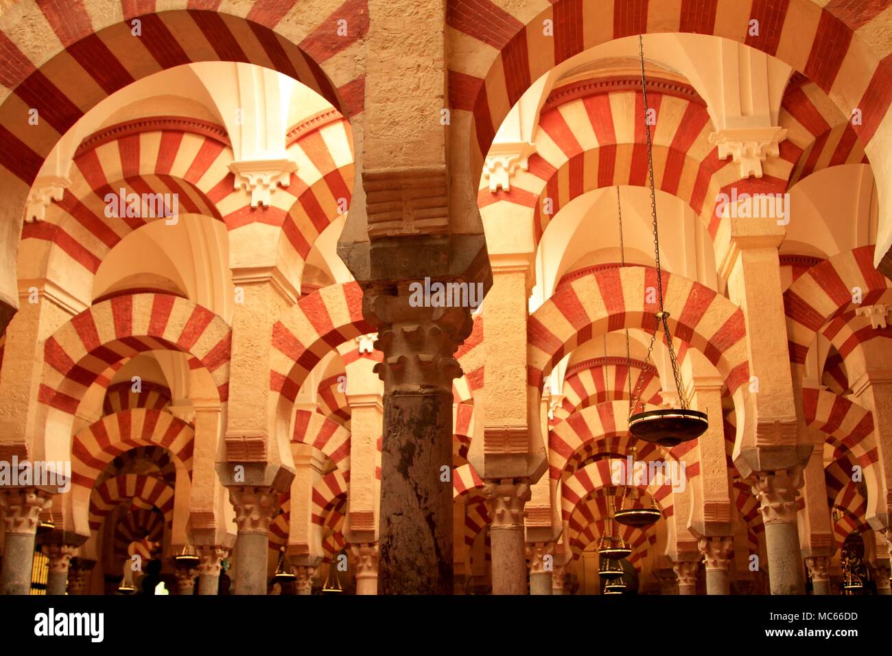 Hypostyle Hall with Red and White Arches, Mosque-Cathedral of Cordoba, Spain Stock Photo