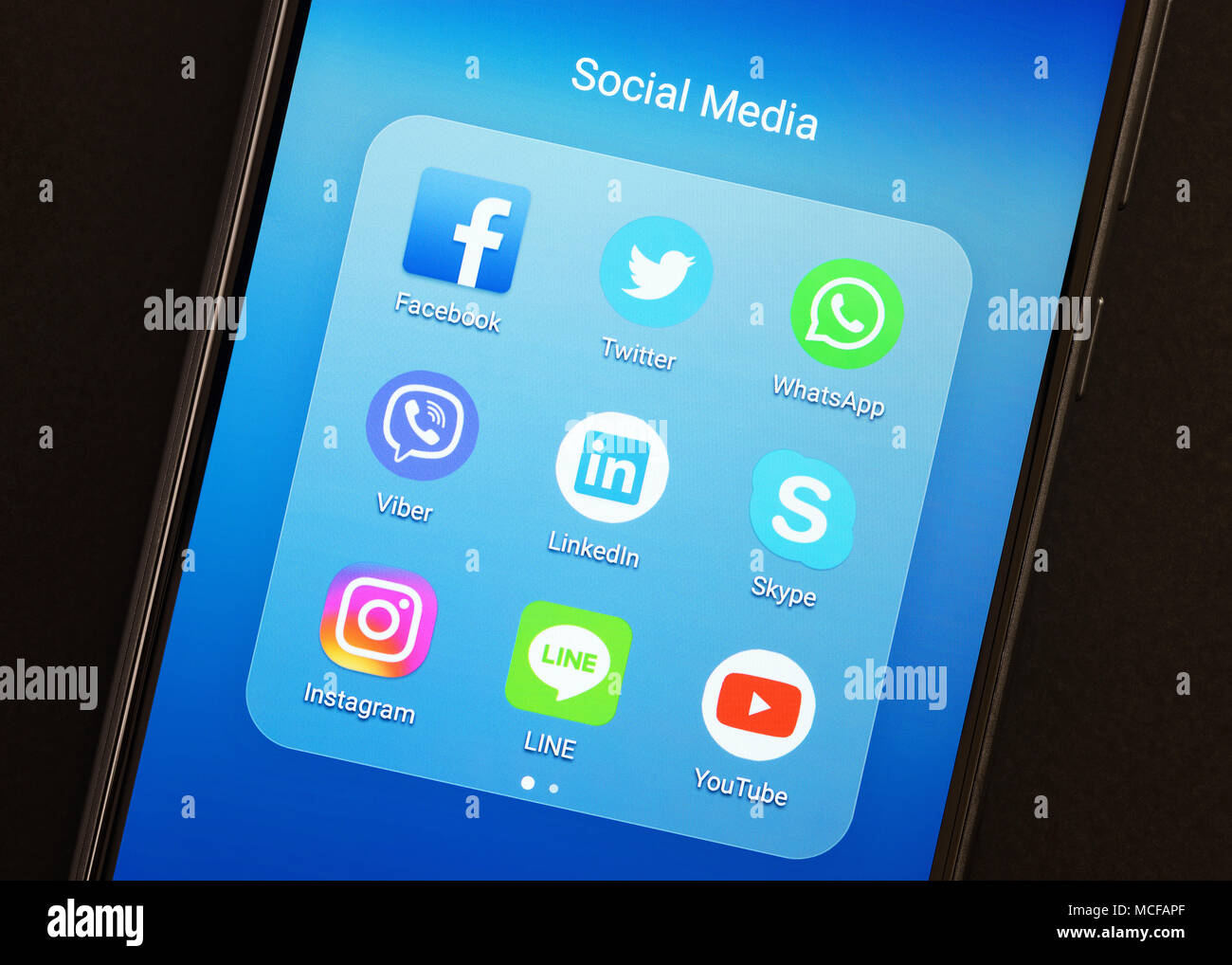 Social Media Apps on a Smartphone Stock Photo