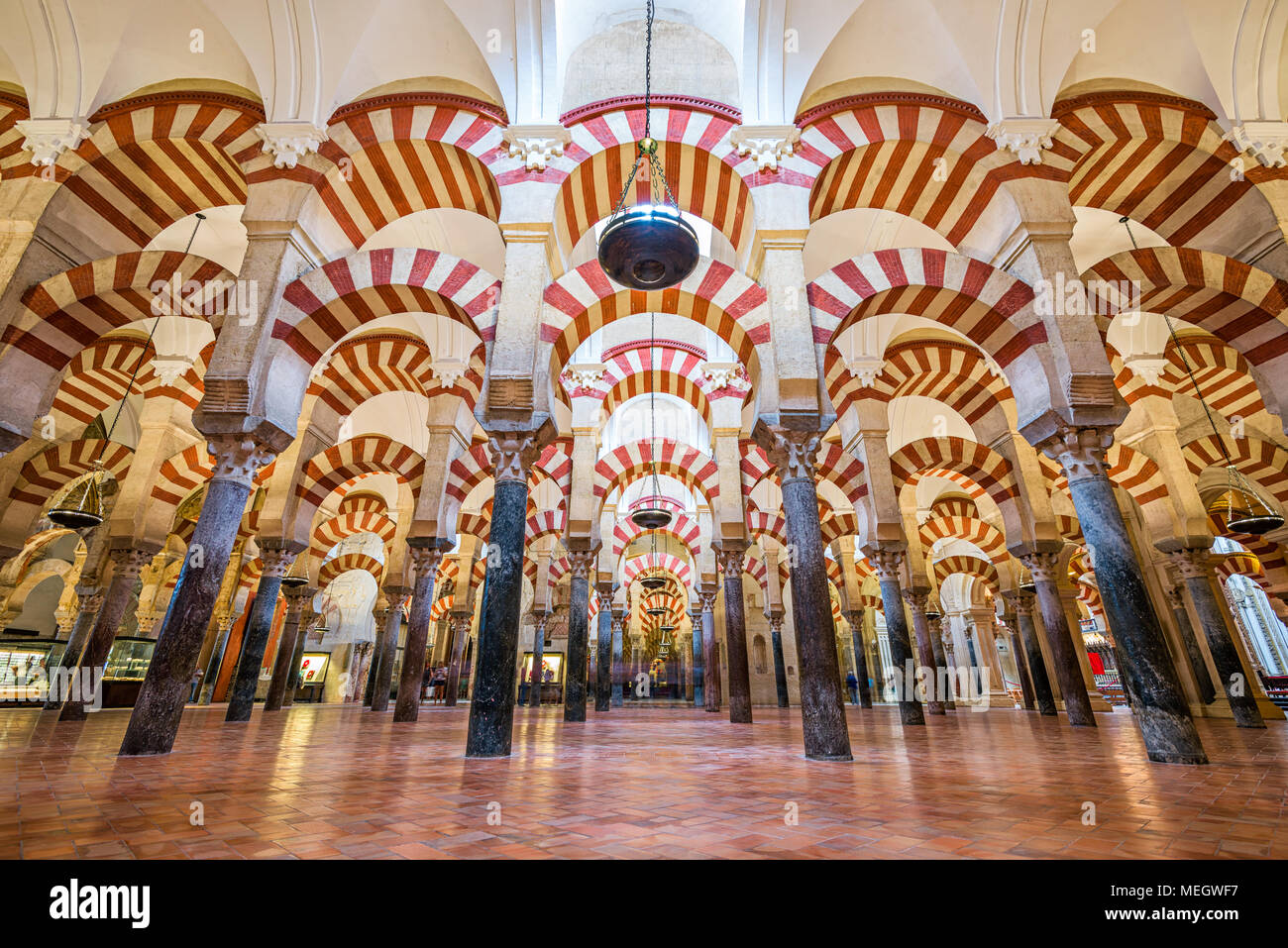 CORDOBA, SPAIN - NOVEMBER 10, 2014: Hypostyle Hall in the Mosque-Cathedral of Cordoba. The site has a rich religious history and is currently an activ Stock Photo