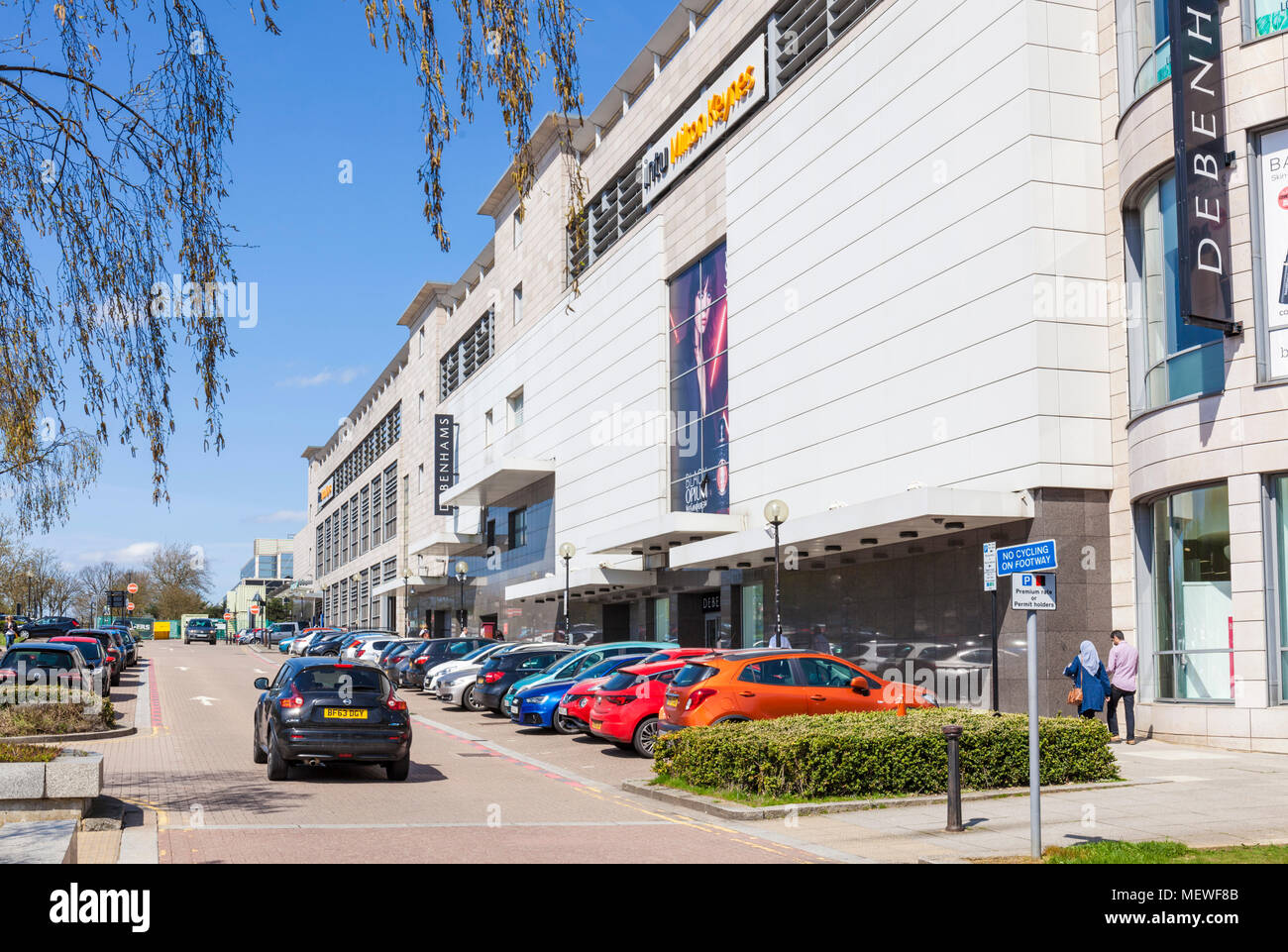 Milton Keynes England car parking outside debenhams department store Intu shopping centre central milton keynes buckinghamshire england gb uk europe Stock Photo