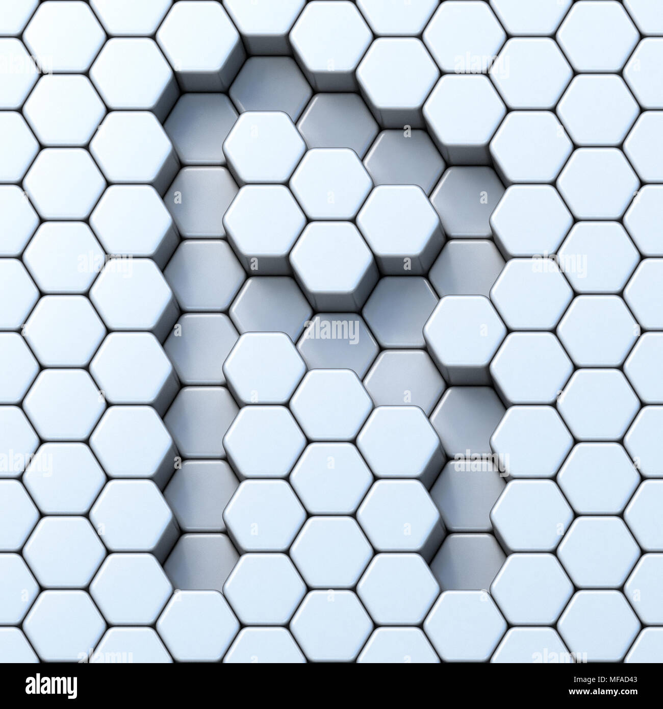 Hexagonal grid letter R 3D render illustration Stock Photo