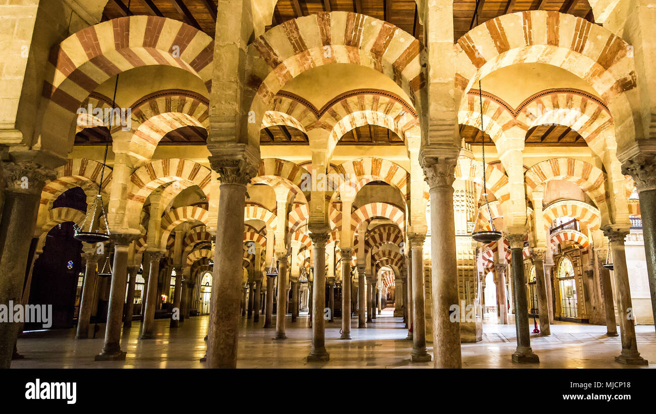 Europe, Spain, Andalusia, Cordoba, Mezquita, cathedral, interior, Stock Photo