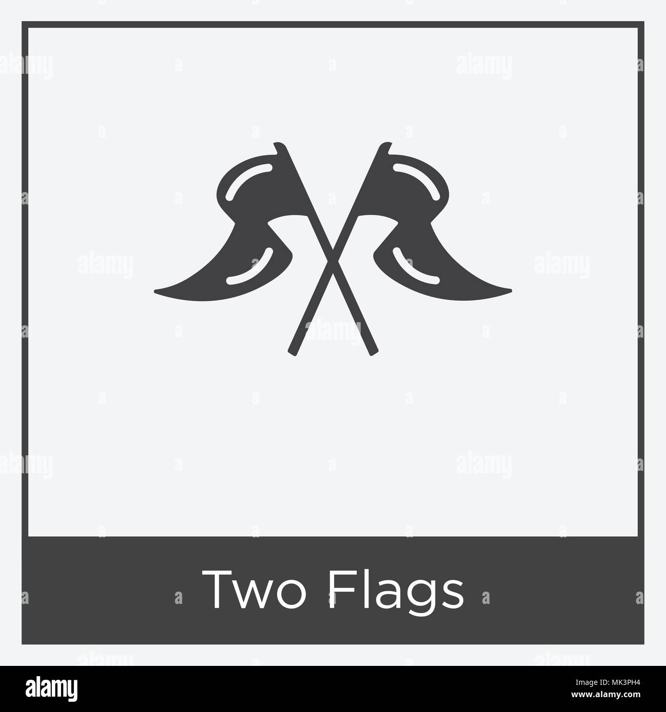 Two Flags icon isolated on white background with gray frame, sign and symbol Stock Vector