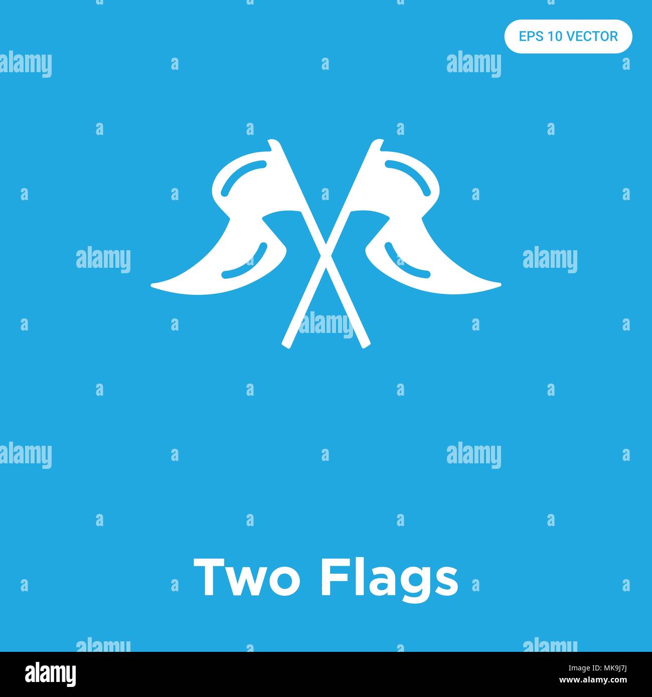 Two Flags vector icon isolated on blue background, sign and symbol Stock Vector