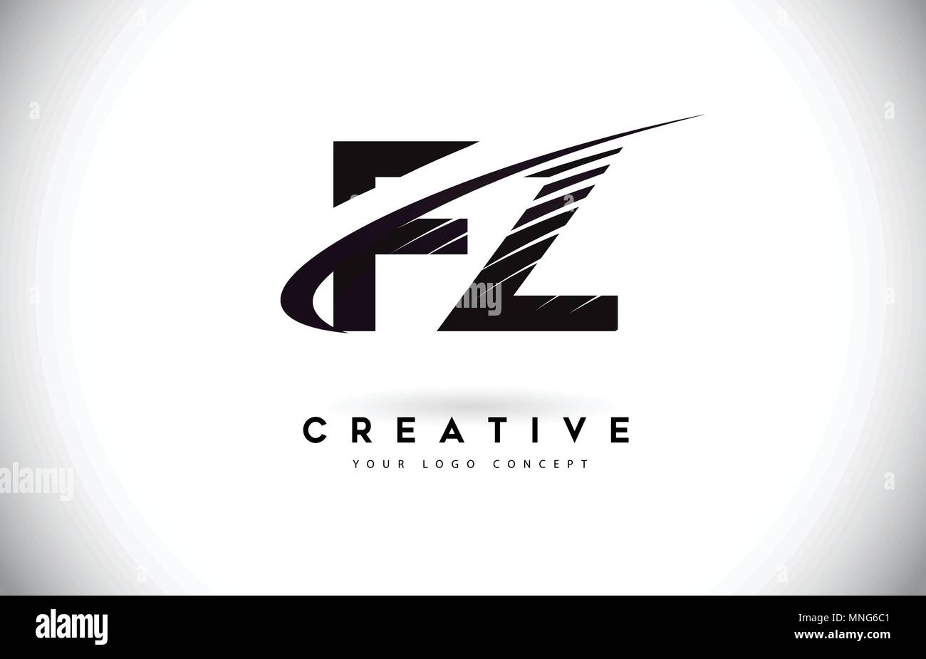 FZ F Z Letter Logo Design with Swoosh and Black Lines. Modern Creative zebra lines Letters Vector Logo Stock Vector