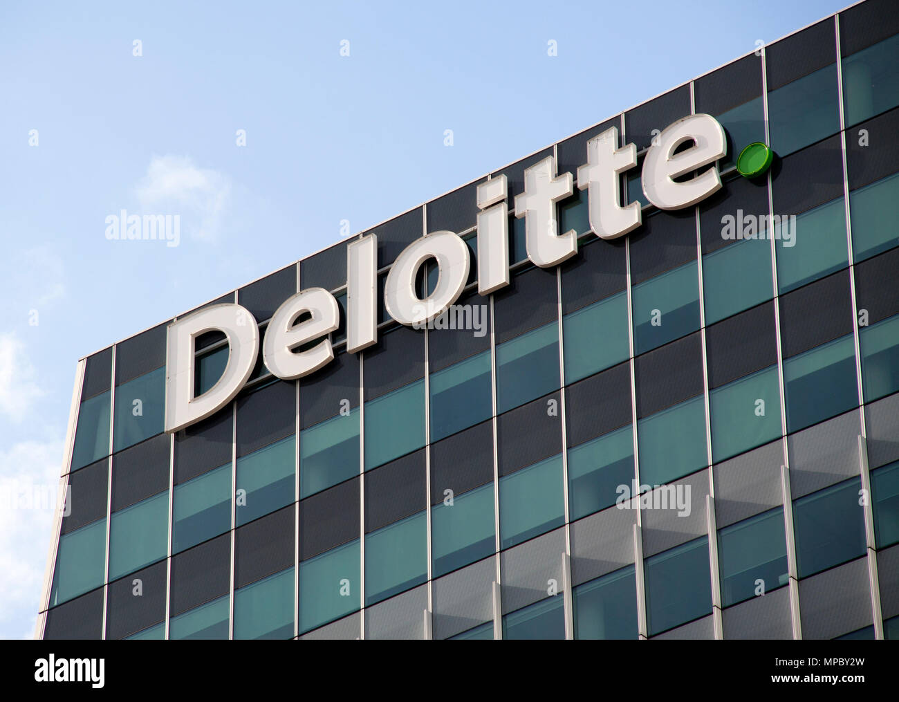 The Hague,Netherlands-september 26, 2015: Deloitte office, deloitte does Tax Accounting, Consultanc and Financial advice Stock Photo