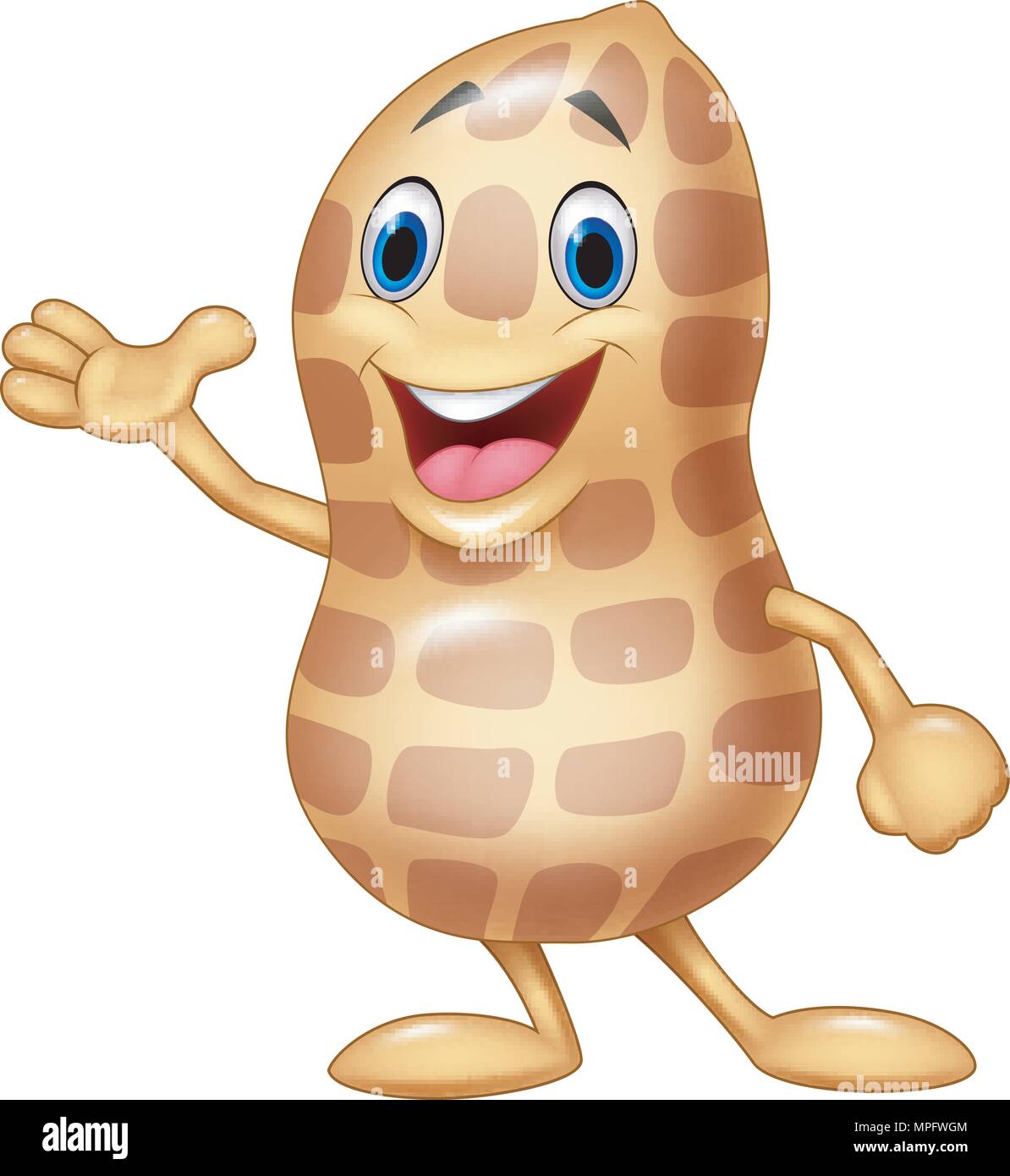 Cartoon peanut isolated on white background Stock Vector