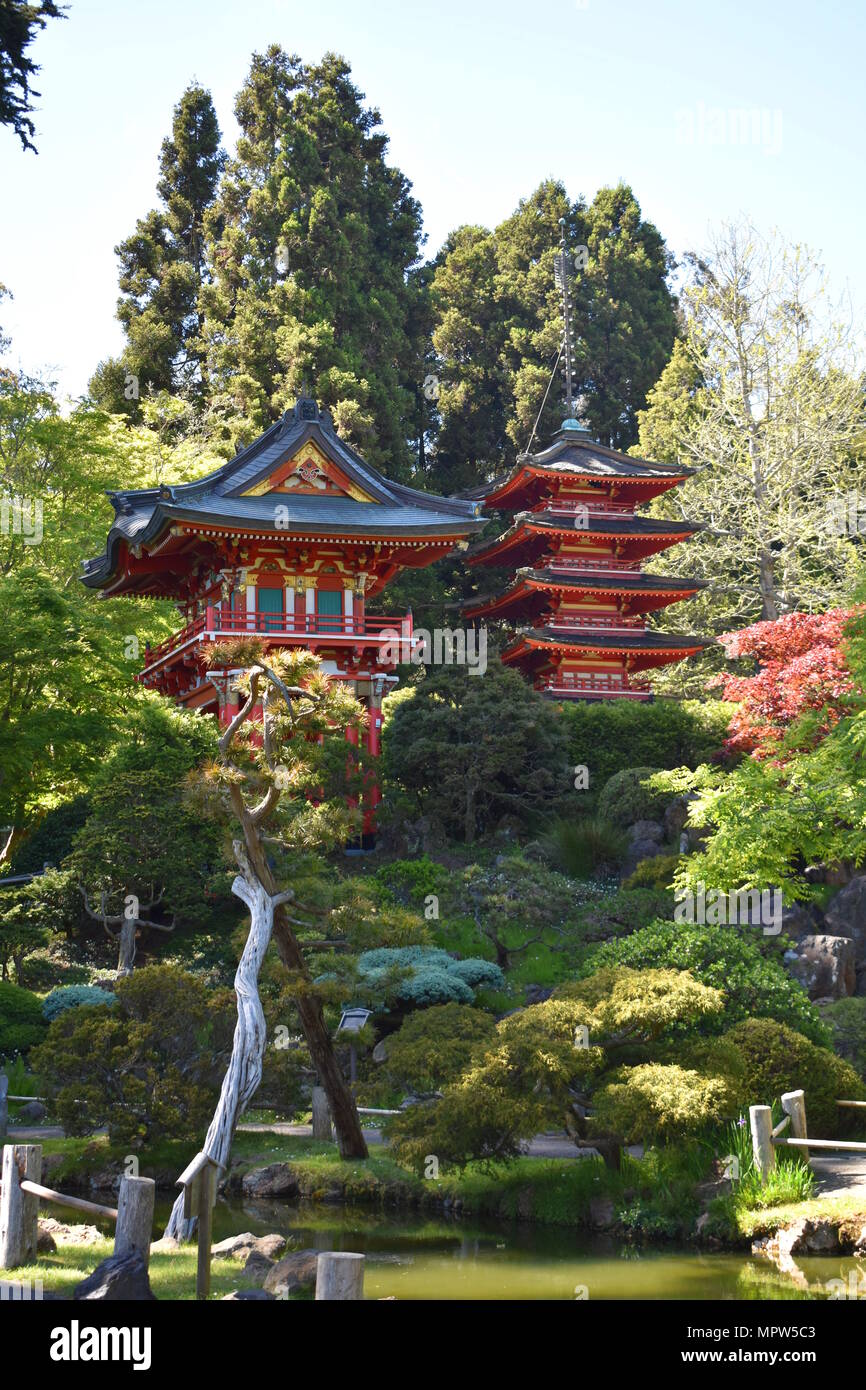 Japanese Architecture, Japanese Tea Garden, San Francisco Stock Photo