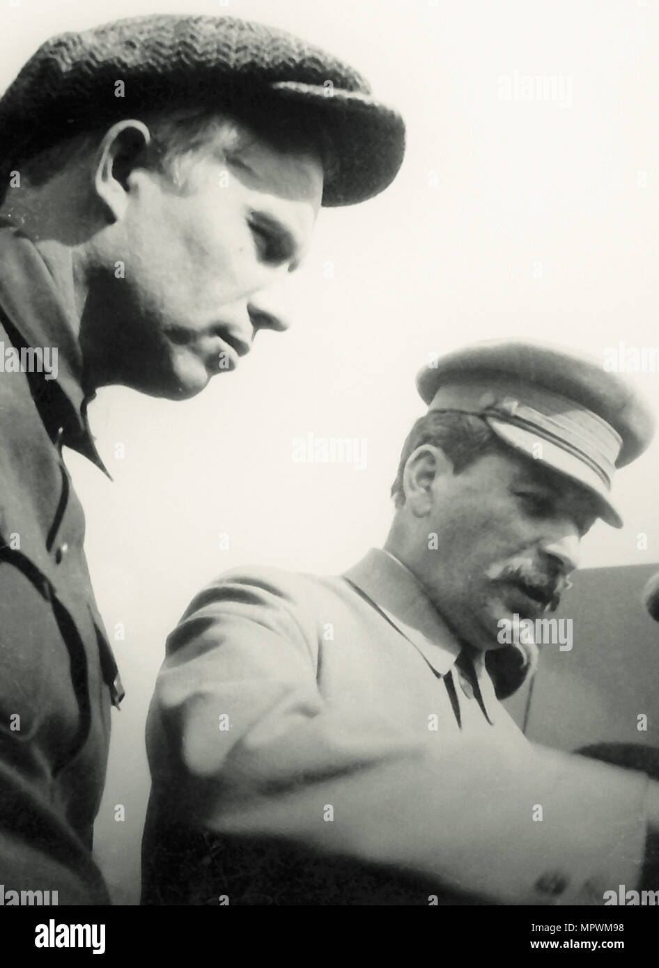 Joseph Stalin and Nikita Khrushchev, May 1, 1932, 1932. Stock Photo