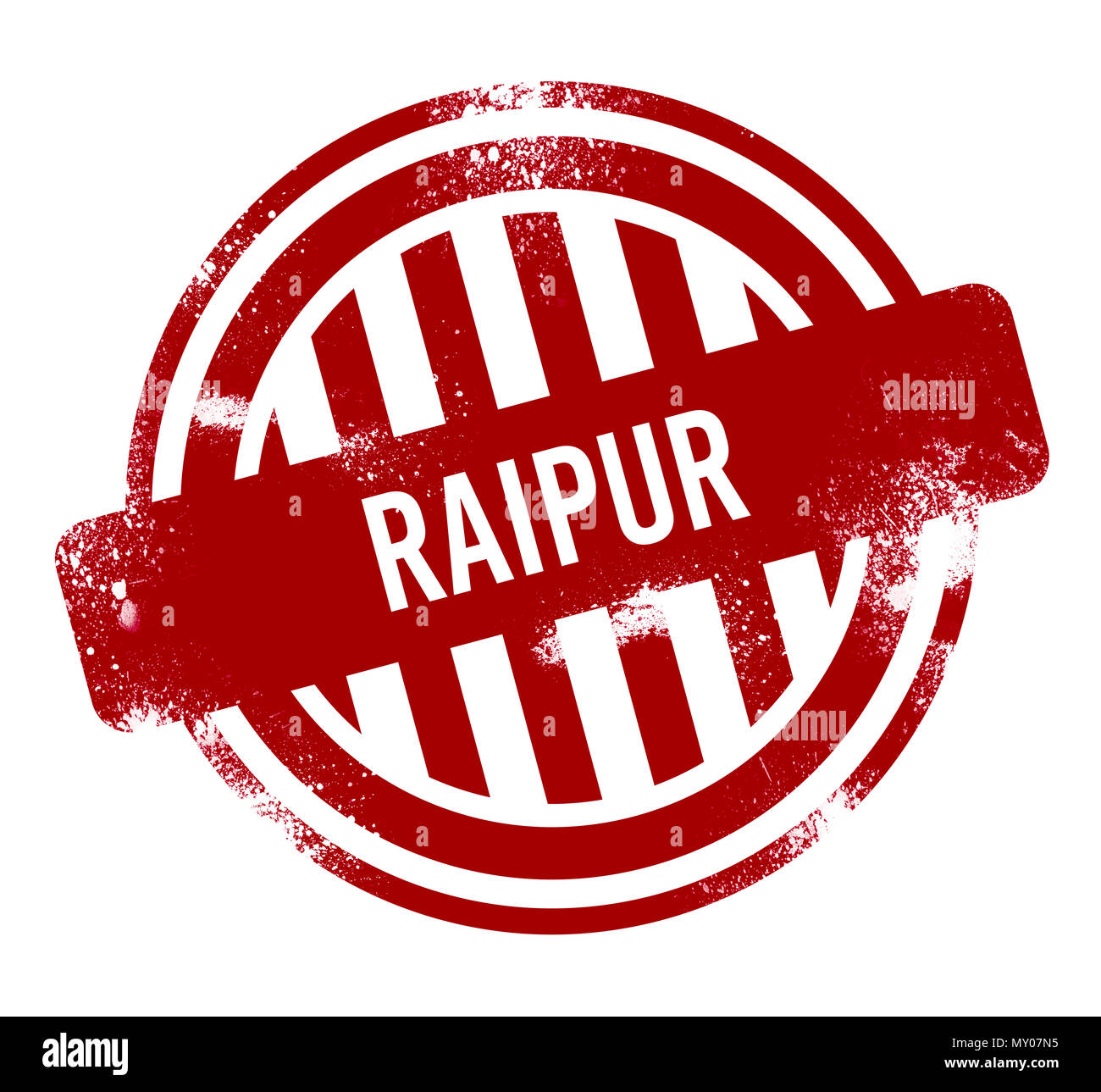 Raipur - Red grunge button, stamp Stock Photo