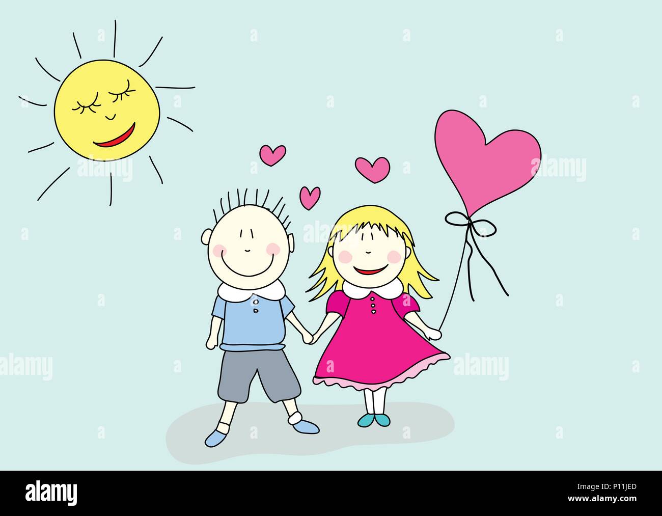 Boy and girl, valentine's day Stock Vector