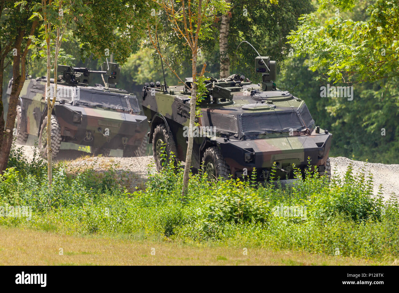 German light armoured  reconnaissance vehicle drives on a road Stock Photo