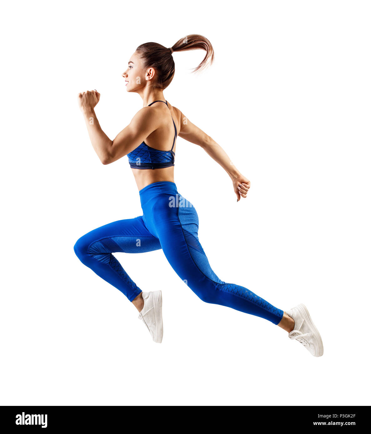 one caucasian woman runner Stock Photo