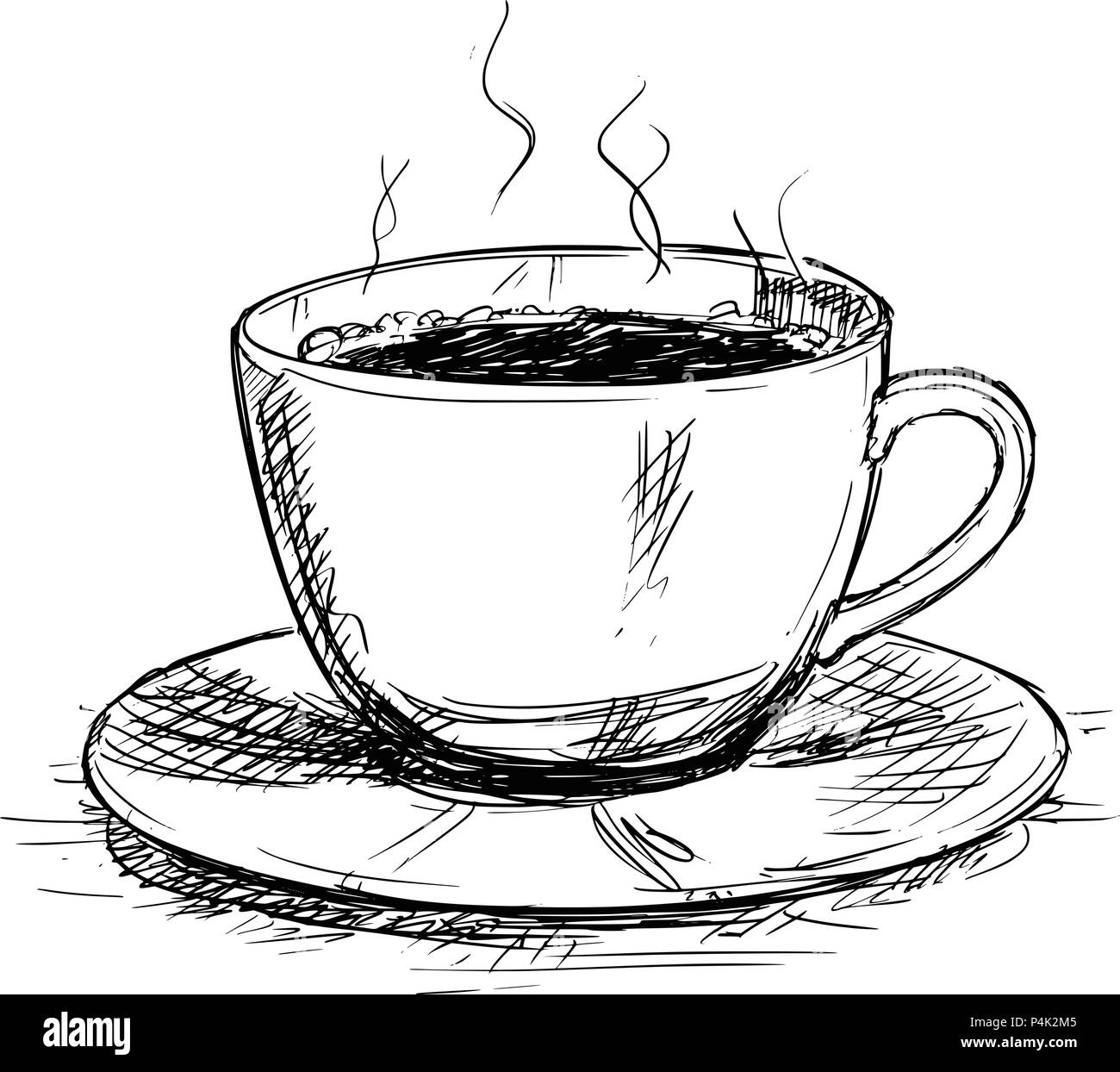 Vector Sketch Drawing Illustration of Coffee Cup Stock Vector