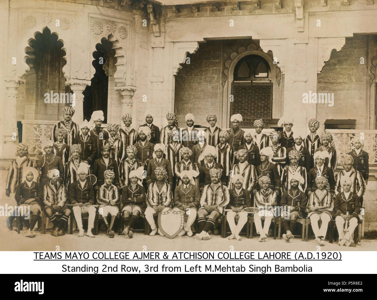 N/A. English: Boys of Mayo College, Ajmer and and Atchison College, Lahore in 1920. 1920. Unknown 228 Boys of Mayo College, Ajmer and and Atchison College, Lahore in 1920 Stock Photo