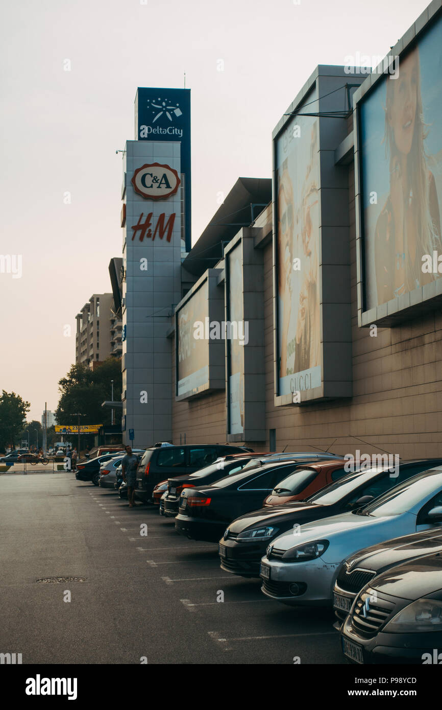 The carpark to the Delta City shopping mall, one of the largest malls in Belgrade, Serbia Stock Photo