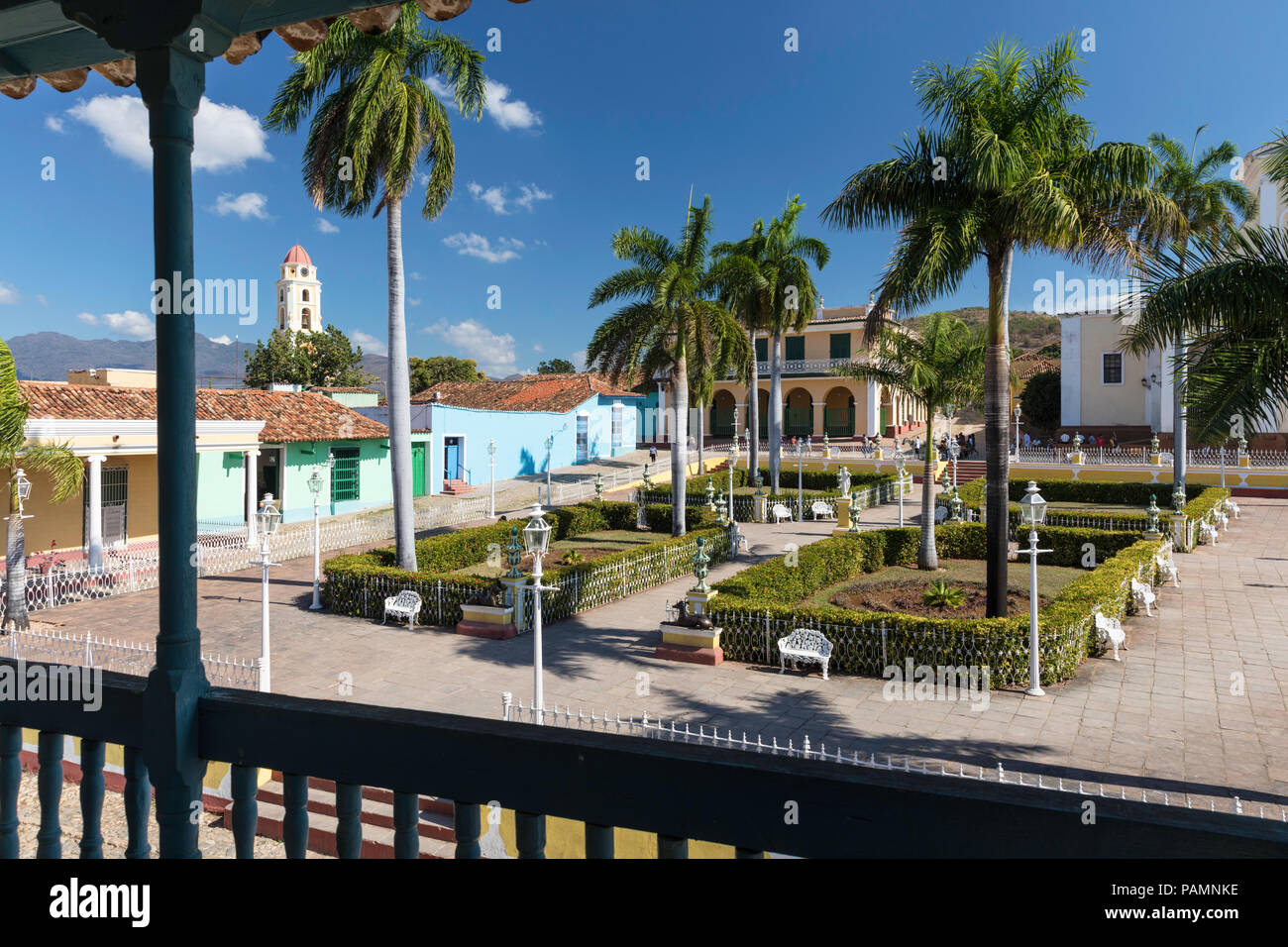 A view of the Plaza Mayor in the UNESCO World Heritage site city of Trinidad, Cuba. Stock Photo